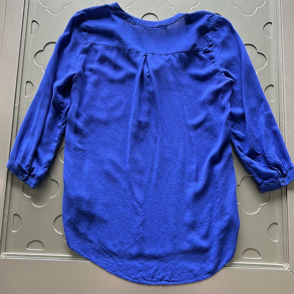 ZARA Basics Royal Blue Flowy V-Neck Tunic Blouse Women’s XS - Picture 12 of 12
